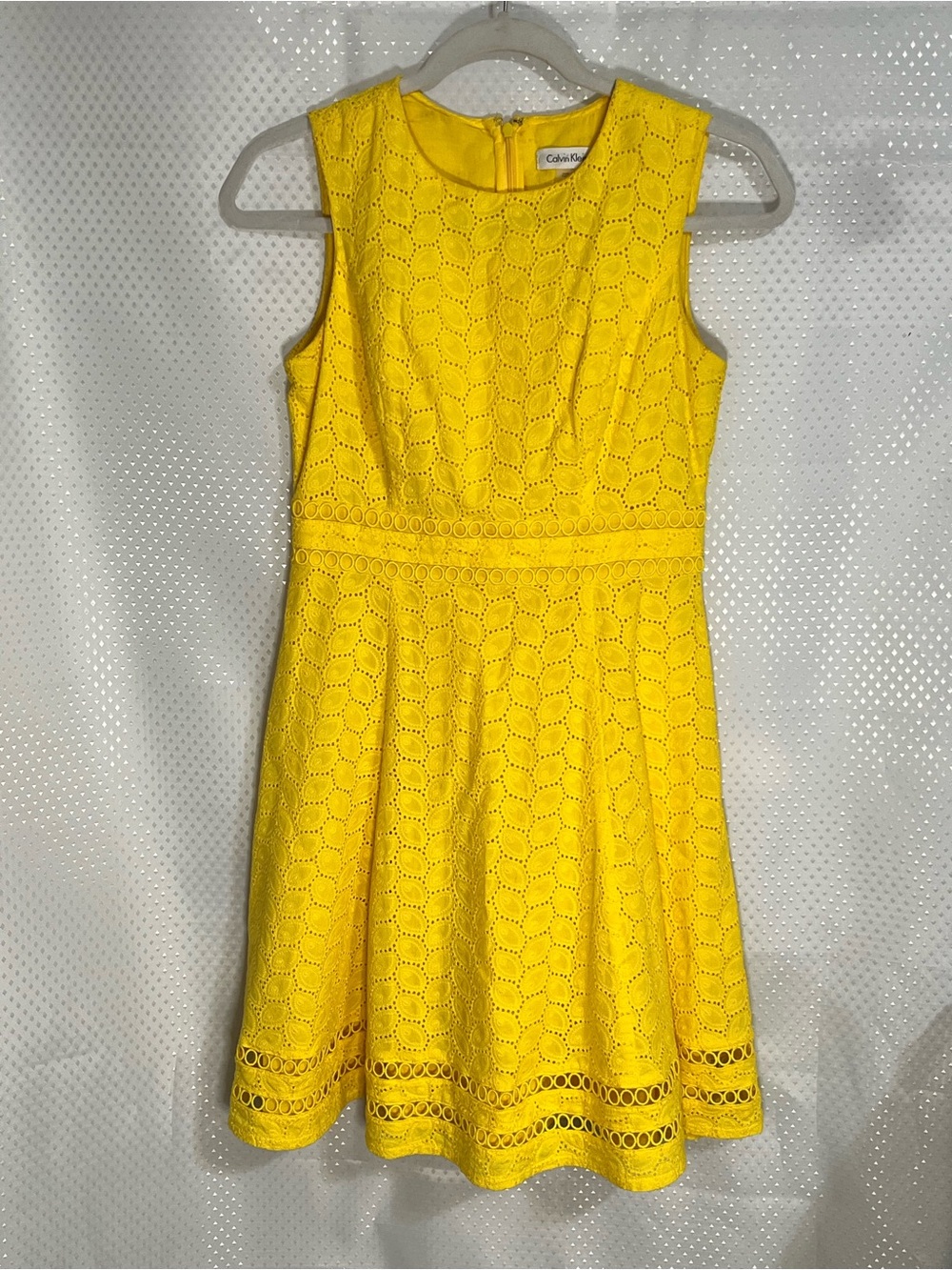 Calvin Klein Yellow Eyelet Sheath Dress